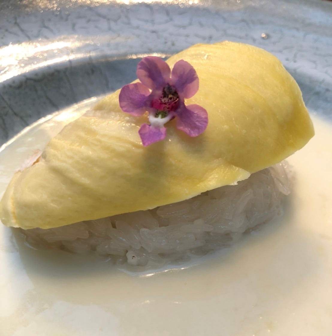 Coconut Panna Cotta, Mango Caviar